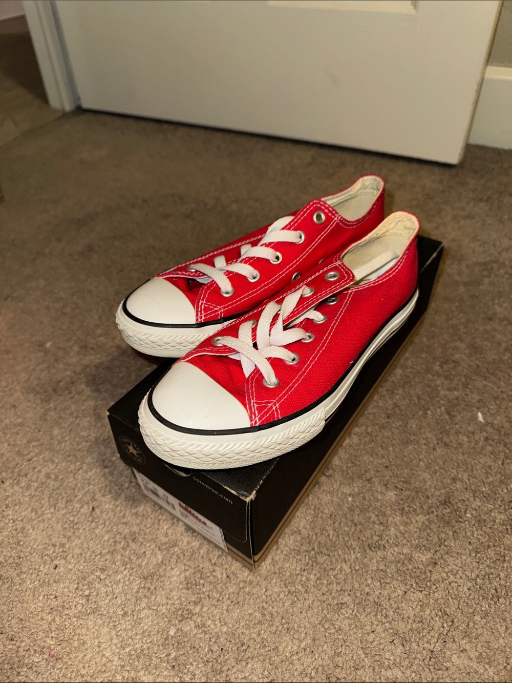 Converse Red & White Low-Top Kids Sneakers